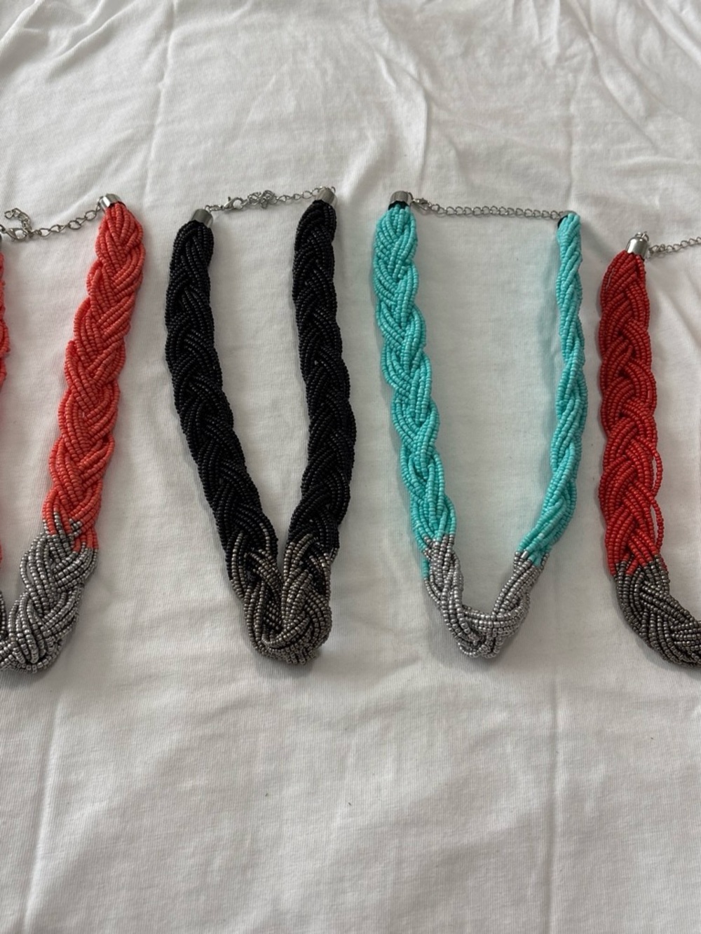 paparazzi Braided Beaded Necklace - Turquoise & Silver